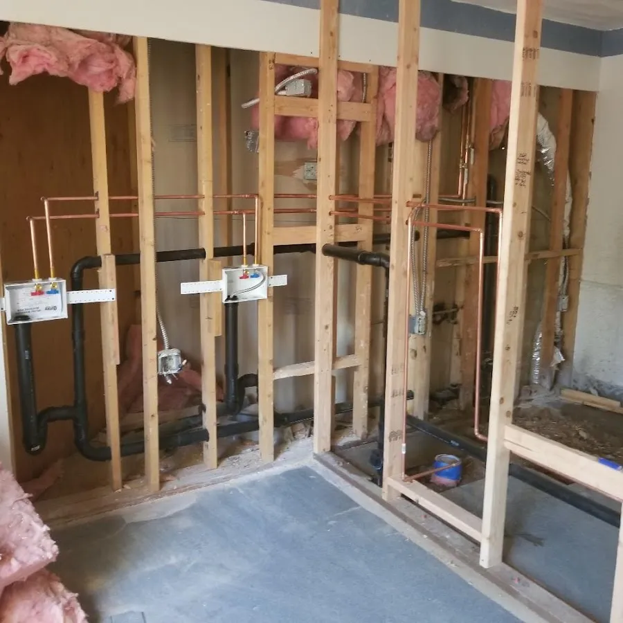 Copper pipe rough-in and plumbing installation in Burlington